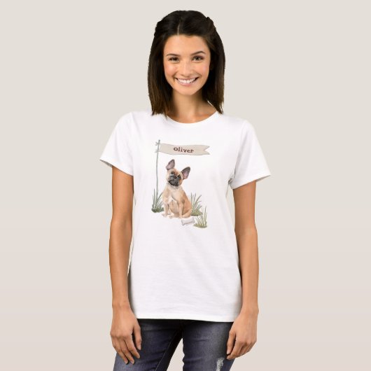 Aangepaste naam Franse Bulldog Pet Dog T-shirt (Voorkant volledig)