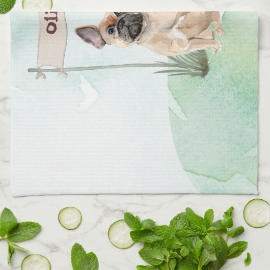 Aangepaste naam Franse Bulldog Pet Dog Theedoek (Gevouwen)