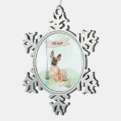 Aangepaste naam Franse Bulldog Pet Dog Tin Sneeuwvlok Ornament (Rechts)