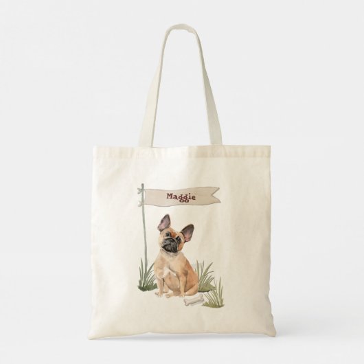 Aangepaste naam Franse Bulldog Pet Dog Tote Bag (Achterkant)