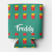 Aangepaste naam friet op blauwgroen blikjeskoeler (Voorkant)