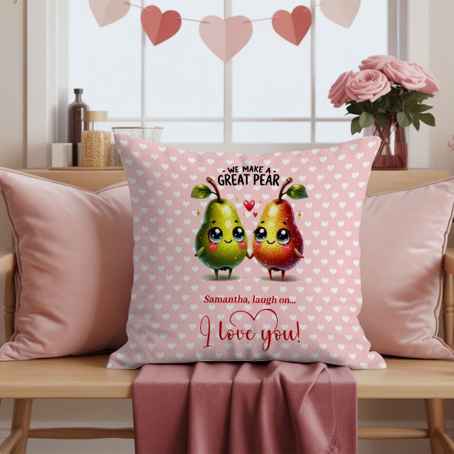 Aangepaste naam Fruit Stomme grap Cute Valentijn A Kussen (Custom Name Fruit Pun Cute Valentine Accent Pillow)