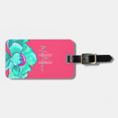 Aangepaste naam Fuchsia & Blauwgroen papegaaiers W Bagagelabel (Voorkant horizontaal)