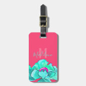 Aangepaste naam Fuchsia & Blauwgroen papegaaiers W Bagagelabel (Voorkant verticaal)