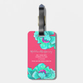 Aangepaste naam Fuchsia & Blauwgroen papegaaiers W Bagagelabel (Achterkant verticaal)