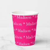 Aangepaste naam fuchsia heet roze wit patroon scha papieren bekers (Links)