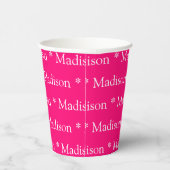 Aangepaste naam fuchsia heet roze wit patroon scha papieren bekers (Rechts)