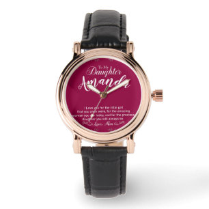 Aangepaste naam Fuchsia Message for Daughter from Horloge