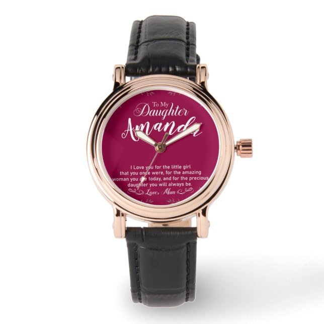 Aangepaste naam Fuchsia Message for Daughter from  Horloge (Voorkant)