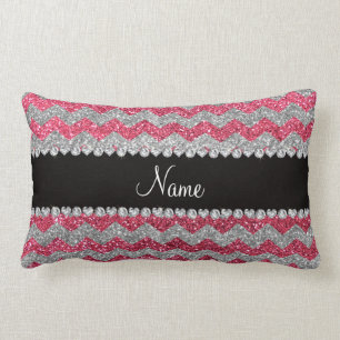 Aangepaste naam: fuchsia roink zilveren glitter ch kussen