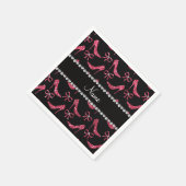 Aangepaste naam fuchsia roze glitter high heels bo servetten (Hoek)