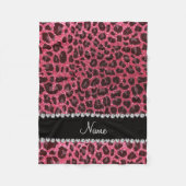 Aangepaste naam fuchsia roze glitter leopard print fleece deken (Voorkant)