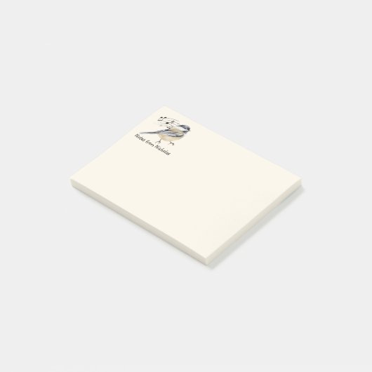 Aangepaste naam Fun Chickadee Vogel Natuur Kunst Post-it® Notes (Schuin)