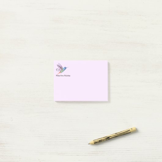 Aangepaste naam Fun Kolibrie Vogel Natuur Kunst Post-it® Notes (Op bureau)