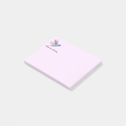 Aangepaste naam Fun Kolibrie Vogel Natuur Kunst Post-it® Notes (Schuin)
