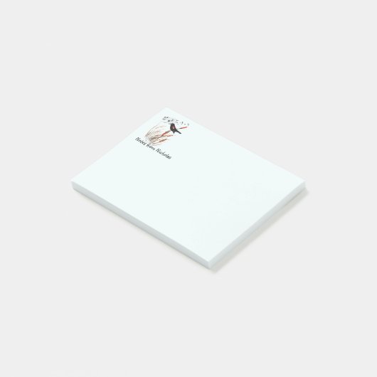 Aangepaste naam Fun Rode-Vleugelige Zwarte Vogel N Post-it® Notes (Schuin)