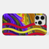 Aangepaste naam Funky Liquid Wave Red Yellow Strip iPhone Hoesje (Achterkant horizontaal)