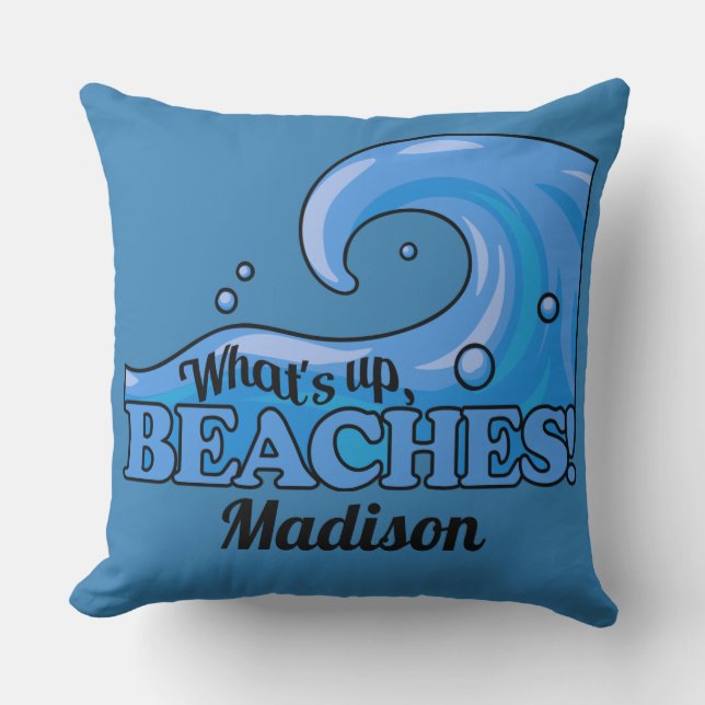 Aangepaste naam Funny Beach Wave werpt kussen (Voorkant)