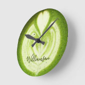 Aangepaste naam Funny Matcha Latte Liefhebber Groe Ronde Klok (Hoek)