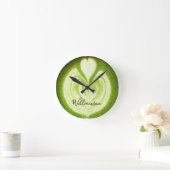 Aangepaste naam Funny Matcha Latte Liefhebber Groe Ronde Klok (Huis)