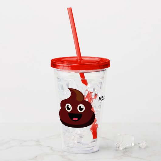 Aangepaste naam Funny Poop tumblers Acryl Drinkbeker (Voorkant ijs)