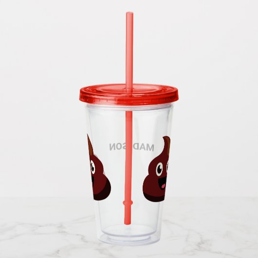 Aangepaste naam Funny Poop tumblers Acryl Drinkbeker (Rechts)