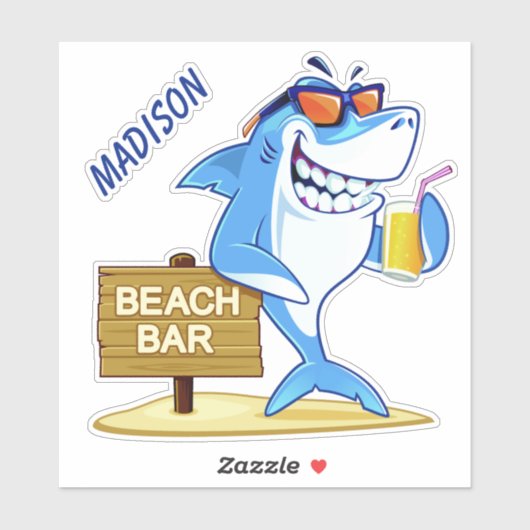 Aangepaste naam Funny Shark Sticker (Vel)