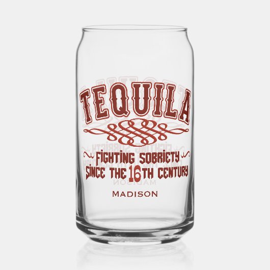 Aangepaste naam Funny TEQUILA Glass Blikvorm Glas (Voorkant)