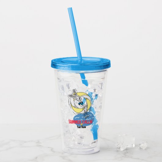 Aangepaste naam Funny Trendy Skeleton Summer Chill Acryl Drinkbeker (Voorkant ijs)