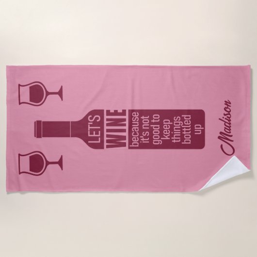 Aangepaste naam Funny Wine Quote Strandlaken (Voorkant)