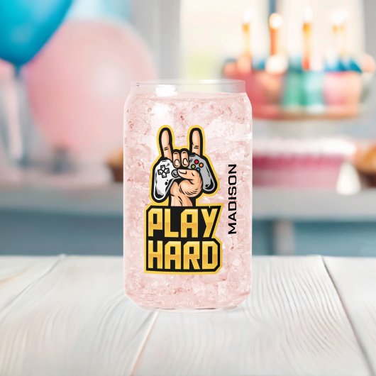 Aangepaste naam Gamer Blikvorm Glas (Insitu (Baby Shower))