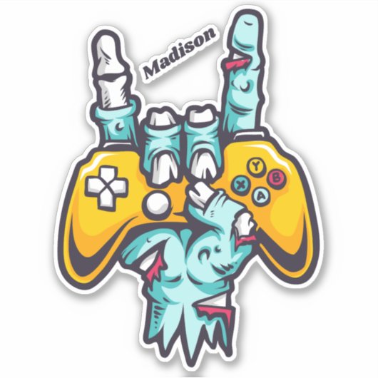 Aangepaste naam Gamer Zombie stickers (Voorkant)