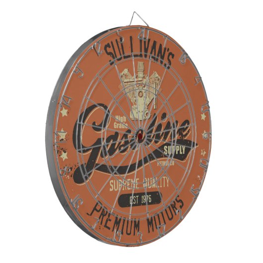 Aangepaste naam Gasoline Motors Retro Mechanic Gar Dartbord (Voorkant Links)