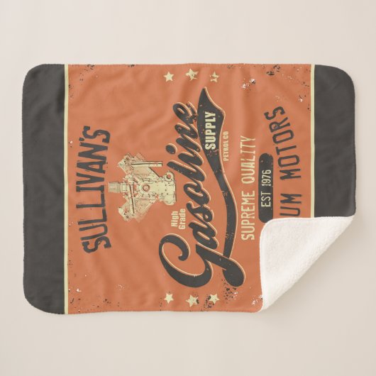 Aangepaste naam Gasoline Motors Retro Mechanic Gar Sherpa Deken (Voorkant (horizontaal))