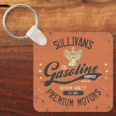 Aangepaste naam Gasoline Motors Retro Mechanic Gar Sleutelhanger (Voorkant)
