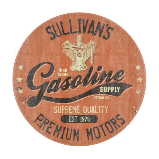 Aangepaste naam Gasoline Motors Retro Mechanic Gar Snijplank (Voorkant)