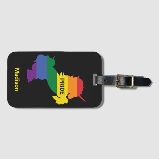 Aangepaste naam Gay Unicorn Bagagelabel (Voorkant (horizontaal))