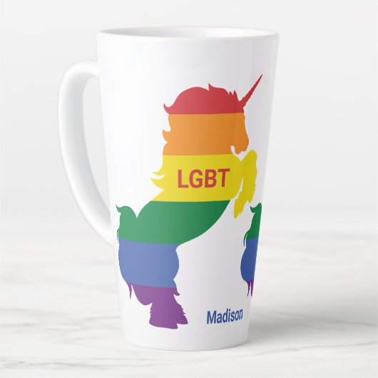Aangepaste naam Gay Unicorn Latte Mok (Linkerhoek)