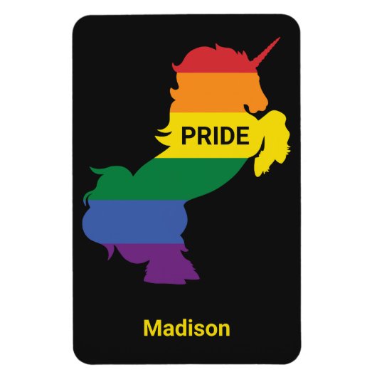 Aangepaste naam Gay Unicorn Magneet (Verticaal)