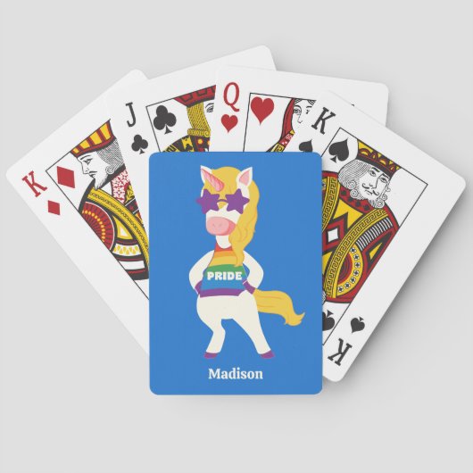 Aangepaste naam Gay Unicorn Pokerkaarten (Achterkant)
