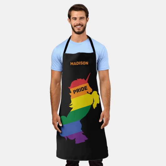 Aangepaste naam Gay Unicorn Schort (Gedragen)