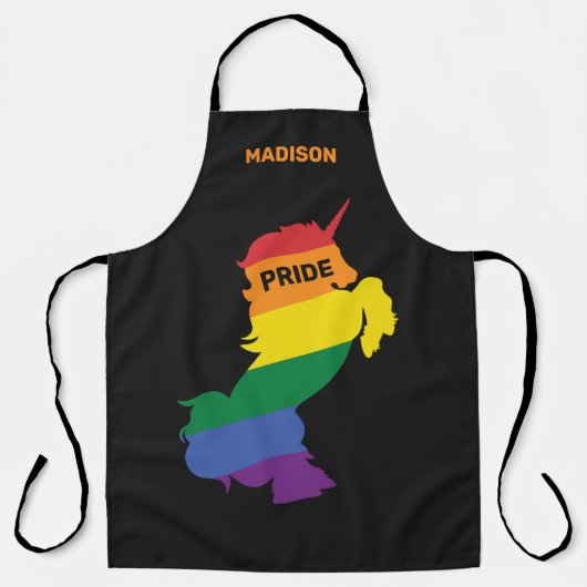 Aangepaste naam Gay Unicorn Schort (Voorkant)