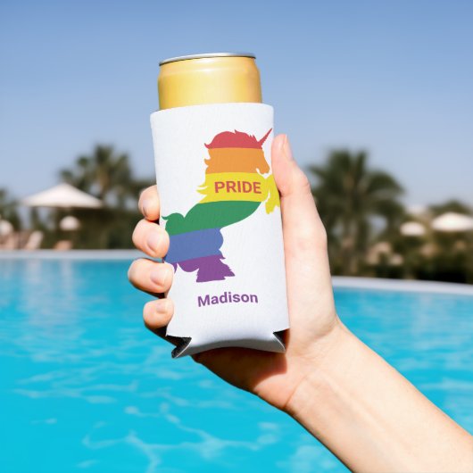 Aangepaste naam Gay Unicorn Seltzer Blikjeskoeler (Insitu Zwembad)