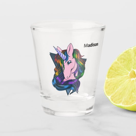 Aangepaste naam Gay Unicorn Shot Glas (Voorkant)
