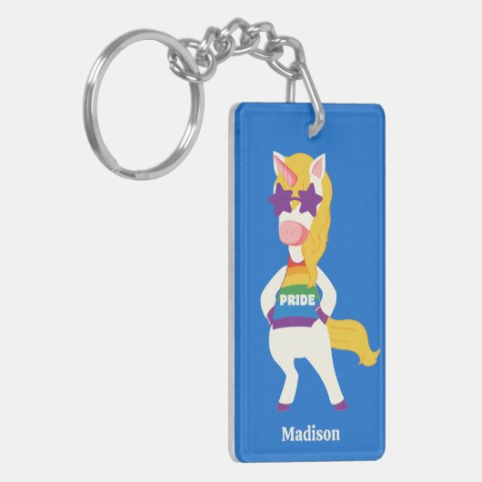 Aangepaste naam Gay Unicorn Sleutelhanger (Voorkant Links)