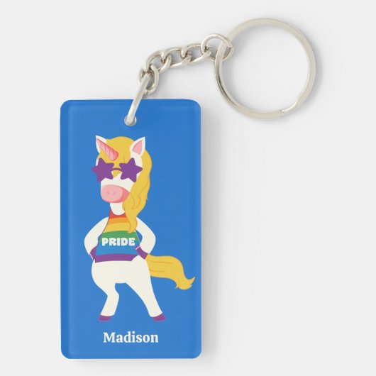 Aangepaste naam Gay Unicorn Sleutelhanger (achterkant)