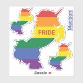 Aangepaste naam Gay Unicorn Sticker (Vel)