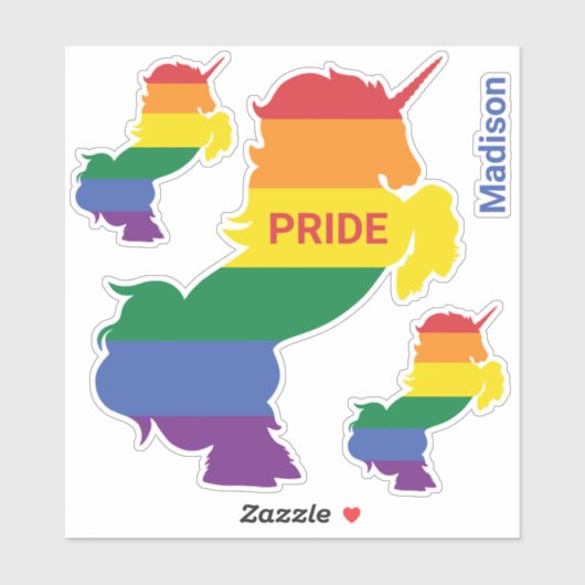 Aangepaste naam Gay Unicorn Sticker (Vel)