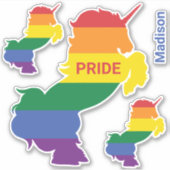 Aangepaste naam Gay Unicorn Sticker (Voorkant)