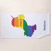 Aangepaste naam Gay Unicorn Strandlaken (Voorkant)